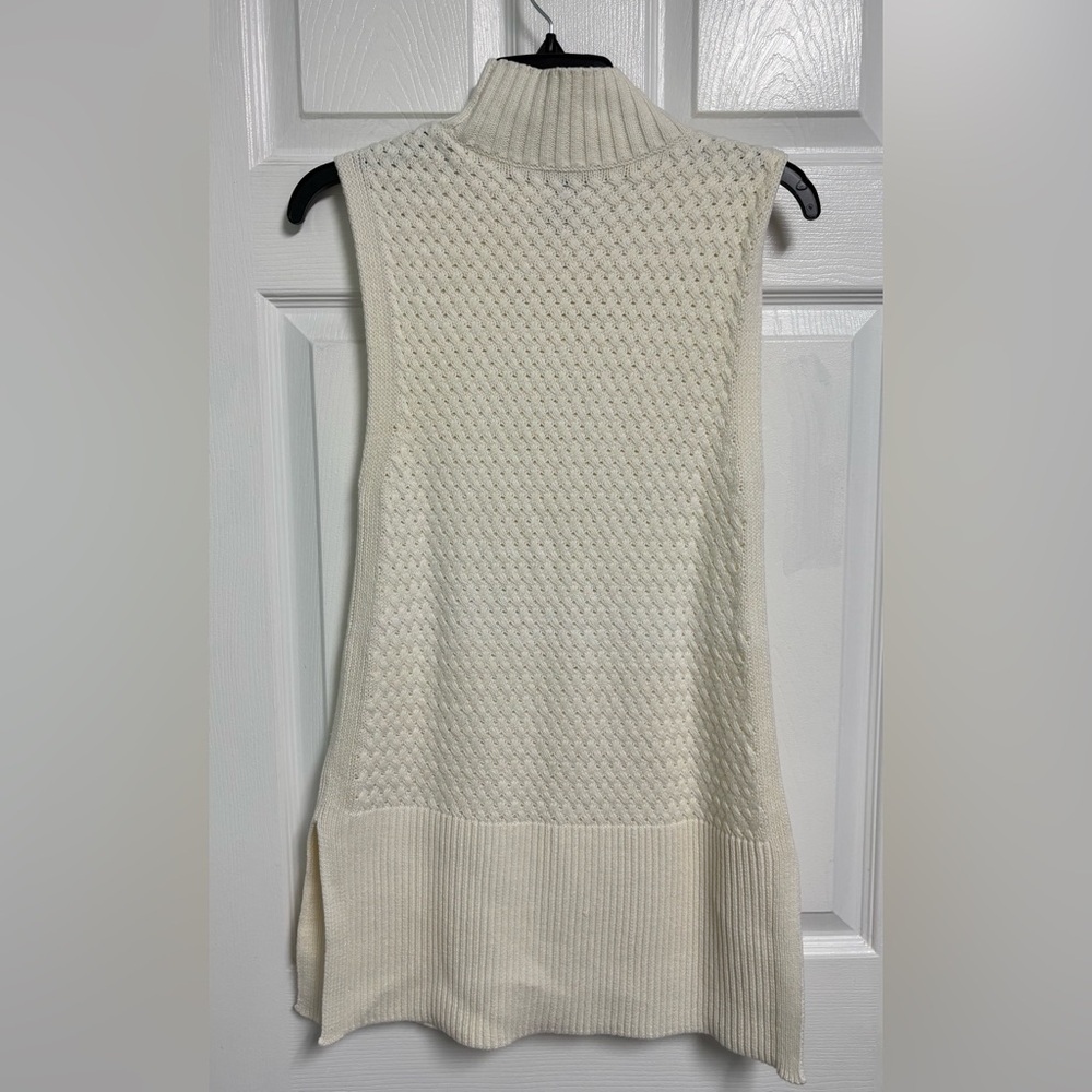 White House Black Market Cream Sleeveless Mock Neck Knit Sweater Women’s XS - Picture 5 of 7